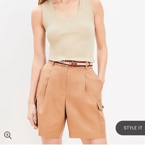 Loft NWT Drapey Cargo Bermuda Shorts